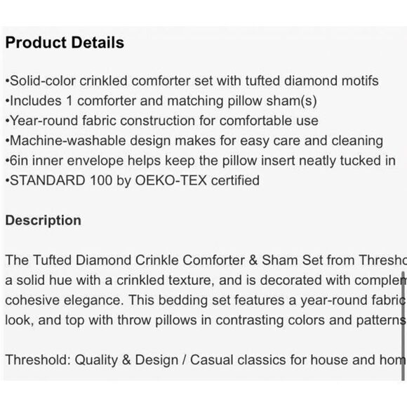 Threshold Tufted Diamond Crinkle Comforter & Sham Set - Picture 5 of 6